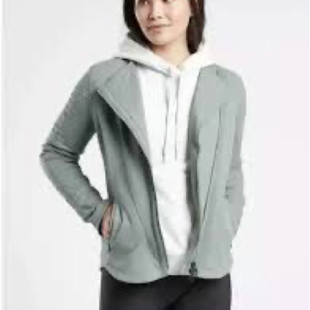 ATHLETA MOTO JACKET, Full Zip in Minimalistic Gray. - Picture 3 of 10